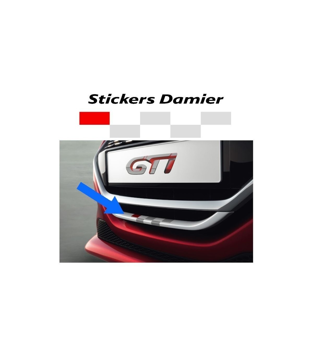 Stickers Damier Jonc de calandre 208 GTI