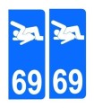 Stickers PLAQUE IMMATRICULATION 69 X2