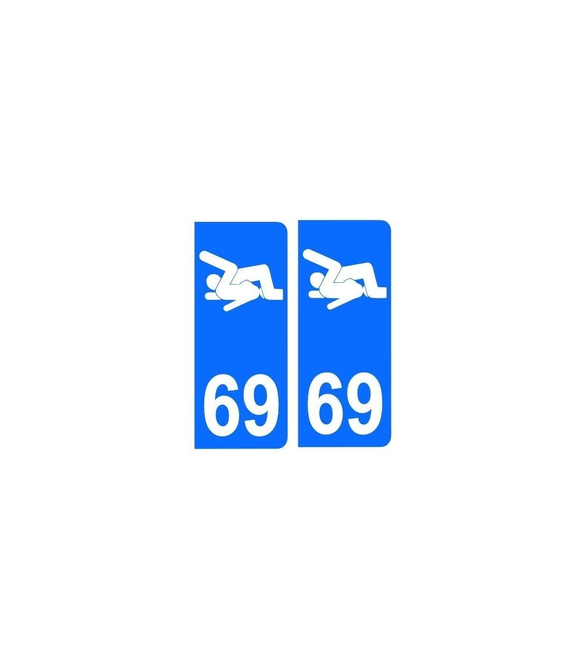 Stickers PLAQUE IMMATRICULATION 69 X2