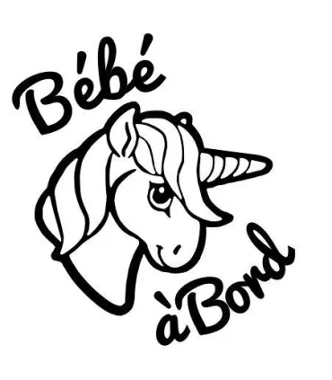 Stickers Bébé à Bord Licorne