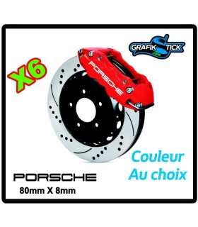 6 Stickers étriers de frein PORSCHE PETIT