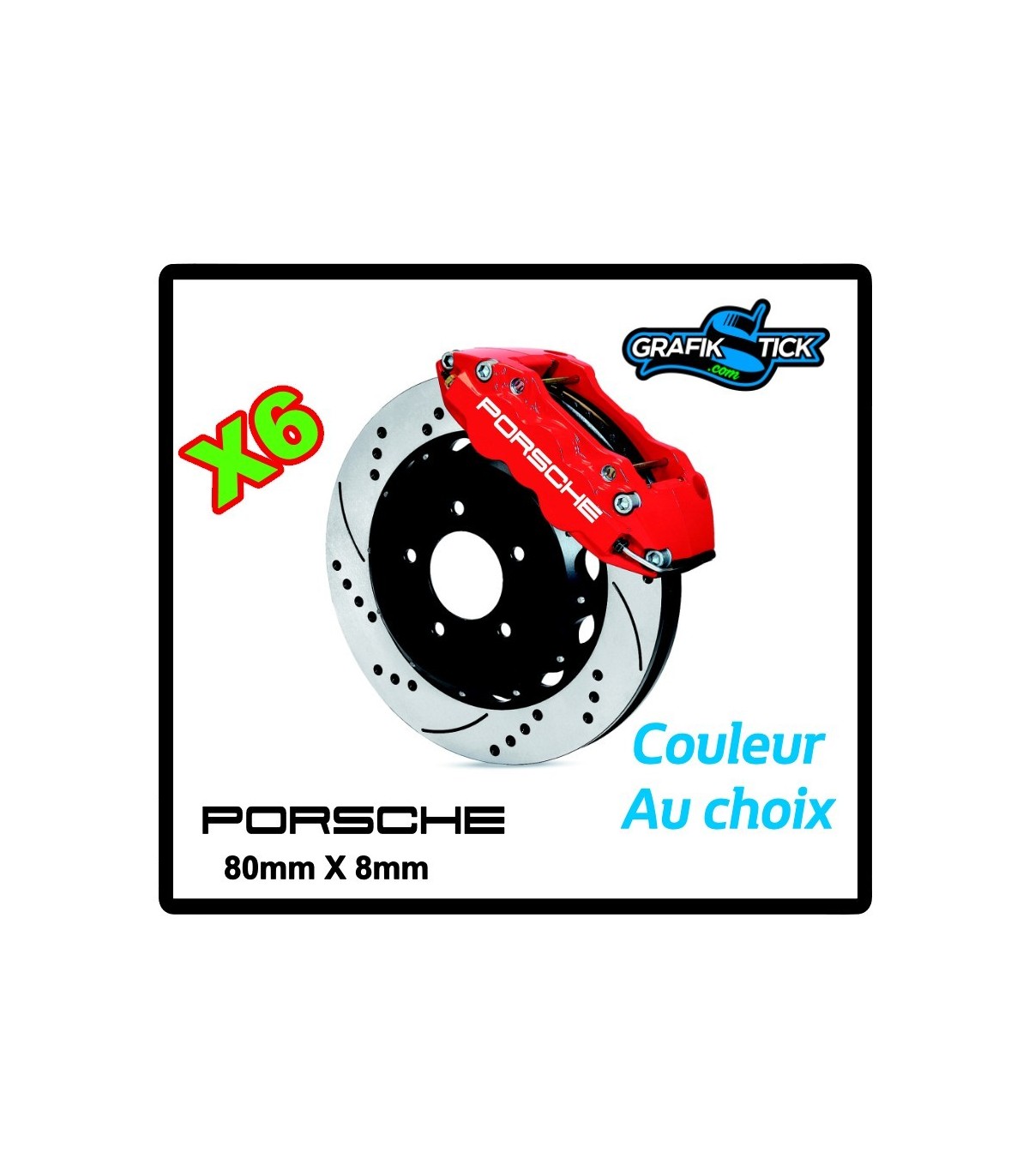 6 Stickers étriers de frein PORSCHE PETIT