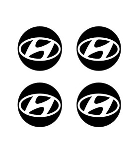 4 Stickers de jante Diam.63mm + Logo Hyundai